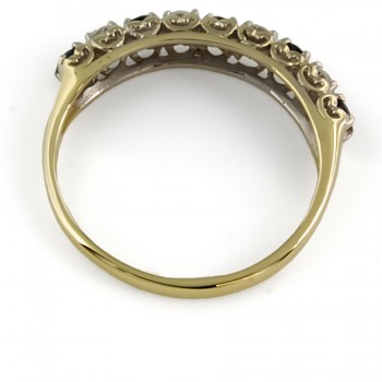 9ct Gold Sapphire / Cubic Zirconia Half Eternity Ring Size M